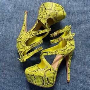 Lime Snakeskin Heels